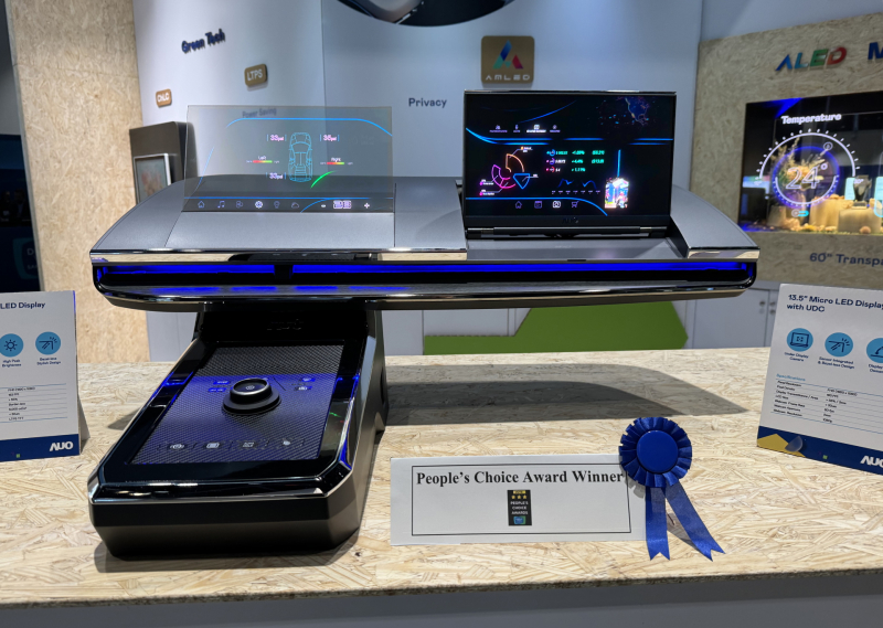 AUO&rsquo;s Automotive Micro LED Display HMI solution, has won the &ldquo;Best Automotive Display&rdquo; award at SID. Developed with a user-centric approach, it features high-definition screens with a transparent Micro LED display for the front seat and the world&rsquo;s first smart Micro LED display with an integrated camera, offering both entertainment and safety for the driver and front passenger