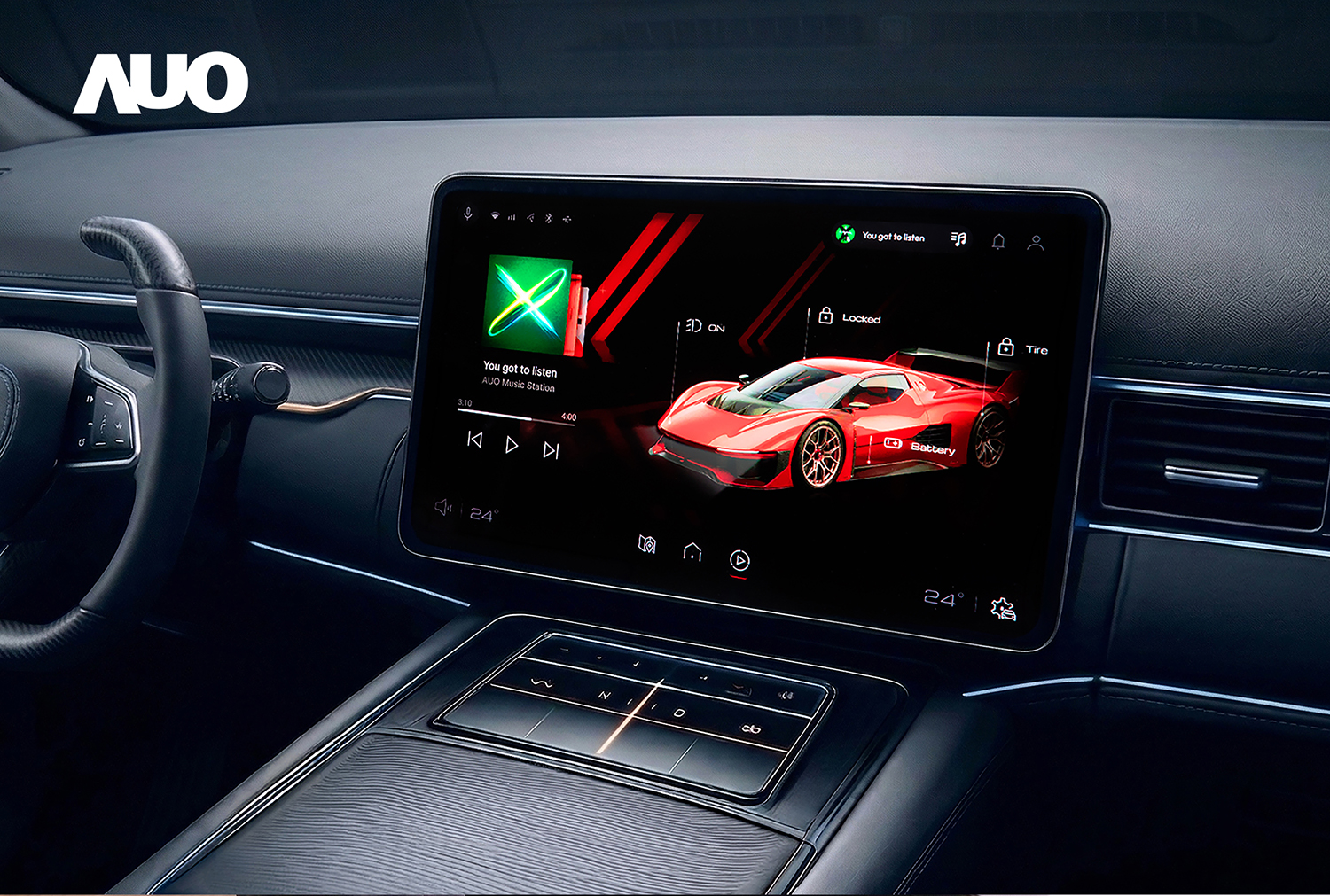 Developed by AUO Mobility Solutions, the Chroma Console is a high end display designed for automotive center stacks and premium cockpit applications. With high contrast and strong color performance, it enhances the readability and consistency of critical information, supporting a more intuitive smart cockpit experience.